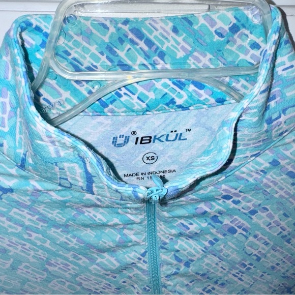 Ibkul Long Sleeve Mock 1/2 Zip Liz Jade/Lavender Print SPF 50 Sz XS - Picture 6 of 11